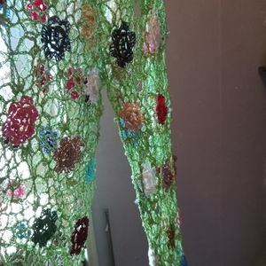 Rare vintage find crochet over coat very vibrant colors